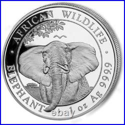 Silvern Metals 2021 Somalia Elephant 1oz. 9999 silver coin in premium hard