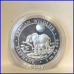 Somali Republic Silver coin, African Wildlife, 100 shil Proof-like/ better, UNC