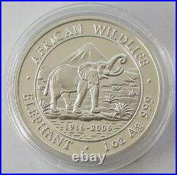 Somalia 1000 Shillings 2006 Elephant 1 Oz Silver