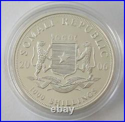 Somalia 1000 Shillings 2006 Elephant 1 Oz Silver