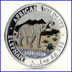 Somalia 1000 shillings African Wildlife Elephant Kilimanjaro silver coin 2006