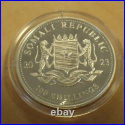 Somalia 100 Schillings Elephant 2023 Privy Rabbit Silver 99.9% 1oz Coin