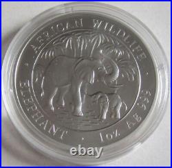 Somalia 100 Shillings 2007 Elephant 1 Oz Silver
