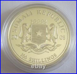 Somalia 100 Shillings 2008 Elephant 1 Oz Silver