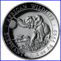 Somalia 100 Shillings, 31g Silver Proof Coin, 2016, Mint, African Wildlife Elephant