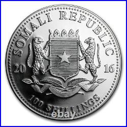 Somalia 100 Shillings African Wildlife Elephant 2016 1 oz. 9999 Silver Coin