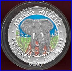 Somalia 2004 1000 shillings 1 Oz 0.999 silver Bu coin, elephant