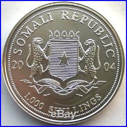 Somalia 2004 Elephant 1000 Shillings 1oz Colour Silver Coin, UNC