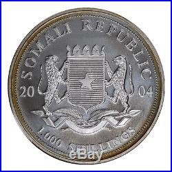 Somalia 2004 Silver 100 Shillings Elephant PCGS MS69 Silver Bullion Coin