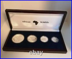 Somalia 2004 Silver African Elephant Coin Set 250 500 1000 2000 Shilling In Box