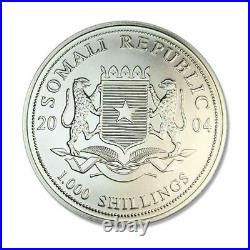 Somalia 2004 Silver Elephant Coin Colored