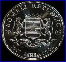 Somalia 2005 100 Shillings Elephant Silver Gem BU Coin. RARE DATE