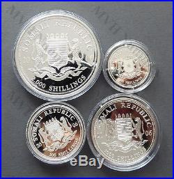 Somalia 2006 African Wildlife Elephant 3,75 Oz Silver Proof Set of 4 Coins