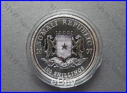 Somalia 2007 African Wildlife Elephant 1Oz Silver Coin Color rare
