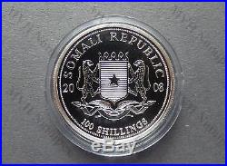 Somalia 2008 African Wildlife Elephant 1Oz Silver Coin Gilded rare