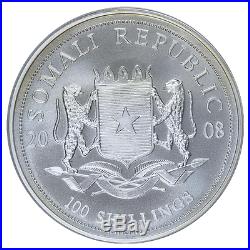 Somalia 2008 Silver 100 Shillings Elephant PCGS MS69 Silver Bullion Coin