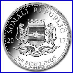 Somalia 200 Shillings African Wildlife Elephant 2017 2 oz. 9999 Silver Coin