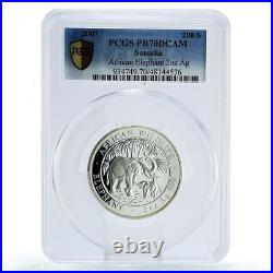 Somalia 200 shillings African Wildlife Elephant PR70 PCGS 2 oz silver coin 2007