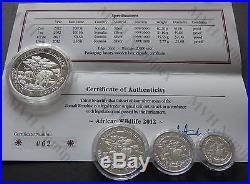 Somalia 2012 African Wildlife Elephant 3,75 Oz Silver Proof Set of 4 Coins