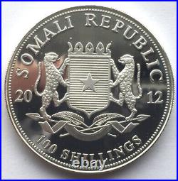 Somalia 2012 Elephant 100 Shillings 1oz Silver Coin, Proof