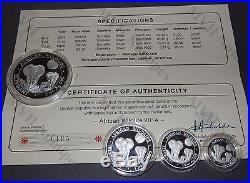Somalia 2014 African Wildlife Elephant 3,75 Oz Silver Proof Set of 4 Coins