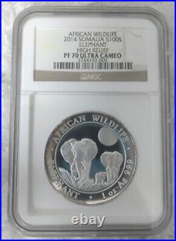 Somalia 2014 African wildlife elephant silver coin 1oz