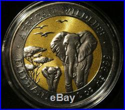 Somalia 2015, Afr. Wildlife Elephant, Golden Enigma, 3,75 oz Silver Coins