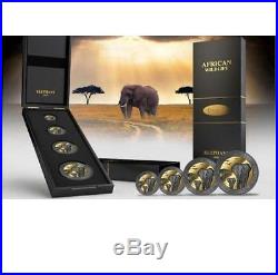 Somalia 2015 African Wildlife Elephant Gold Ruthenium Golden Enigma Silver Coin