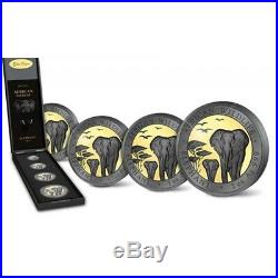 Somalia 2015 African Wildlife Elephant Ruthenium Golden Enigma Silver Coin Set