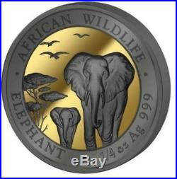 Somalia 2015 African Wildlife Elephant Ruthenium Golden Enigma Silver Coins Set
