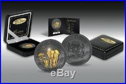 Somalia 2015 Somali Elephant Golden Enigma 1 Oz Silver Coin Ruthenium + BONUS
