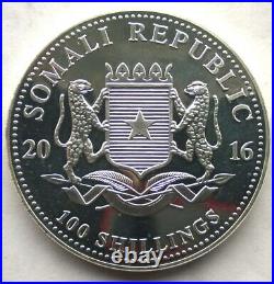 Somalia 2016 Elephant 100 Shillings 1oz Silver Coin, Proof