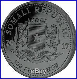 Somalia 2017 500 Shillings ELEPHANT Golden Enigma 5 Oz Silver Coin