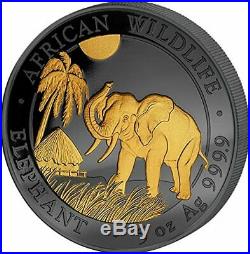 Somalia 2017 500 Shillings ELEPHANT Golden Enigma 5 Oz Silver Coin