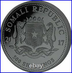 Somalia 2017 500 Shillings ELEPHANT Golden Enigma 5 Oz Silver Coin NIB Early Num