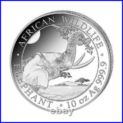 Somalia 2023 10-oz Silver African Wildlife Elephant BU