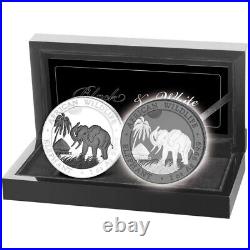 Somalia 2 Silver Coin Set 1 oz DAY NIGHT SOMALIAN ELEPHANT AFRICAN WILDLIFE 2017