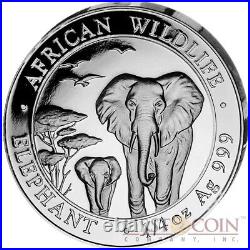 Somalia 3.75 oz ELEPHANT SOMALIAN AFRICAN WILDLIFE 2015 Coin Silver Set Proof