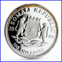 Somalia 500 shillings African Wildlife Elephant Fauna silver coin 2004