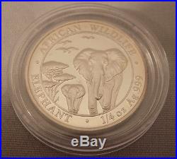 Somalia African Wildlife Elephant Silver Four Coin Proof Set