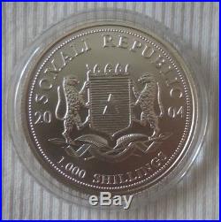 Somalia Elephant 2004 1 oz Silver color coin 1000 shillings Somali Elefant farbe