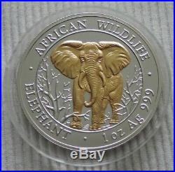 Somalia Elephant 2004 1 oz silver Gold Gilded coin African Wildlife Elefant