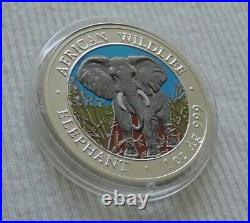 Somalia Elephant 2004 1 oz silver color coin African Wildlife Somali Elefant