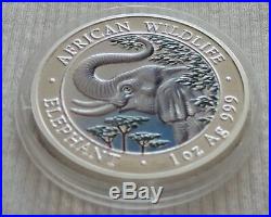 Somalia Elephant 2005 1 oz Silver color coin 1000 shillings Somali Elefant farbe