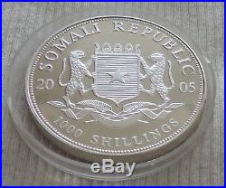 Somalia Elephant 2005 1 oz Silver color coin 1000 shillings Somali Elefant farbe