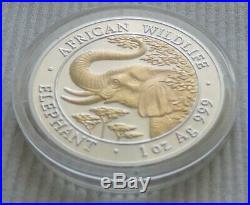 Somalia Elephant 2005 1 oz silver Gold Gilded coin African Wildlife Elefant