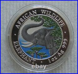 Somalia Elephant 2005 1 oz silver color coin African Wildlife Somali Elefant