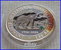 Somalia Elephant 2006 1 oz Silver color coin 1000 shillings Somali Elefant farbe