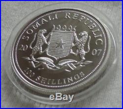 Somalia Elephant 2007 1 oz Silver color coin 100 shillings Somali Elefant farbe