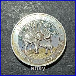 Somalia Elephant 2007 1 oz silver color coin African Wildlife Somali Elephant